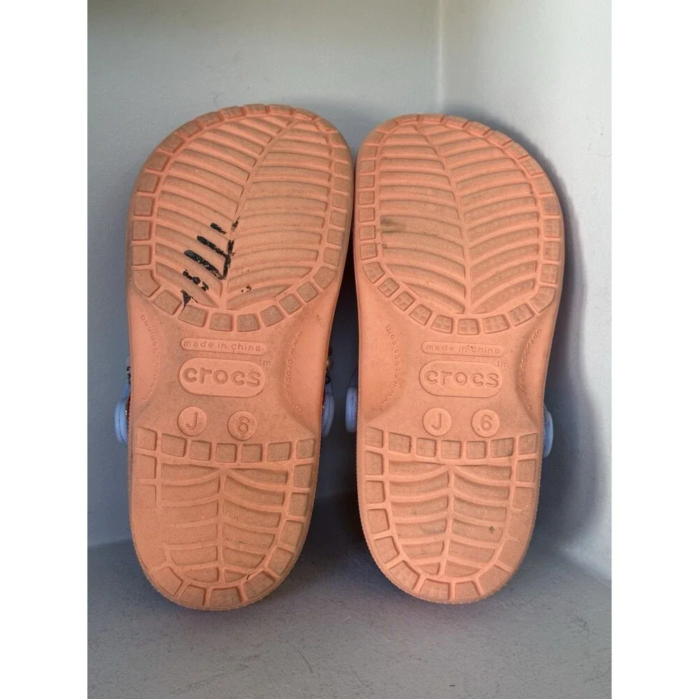 Crocs Classic Juniors Youth J6 Coral Slingback Slide Clog Pearl Decor